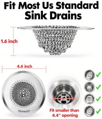 TRAPMATE Kitchen Sink Drain Strainer, 4.4-Inch