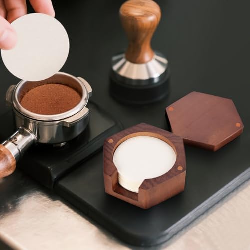 Espresso Coffee Paper Filter Holder - Wooden Coffee Filters Storage