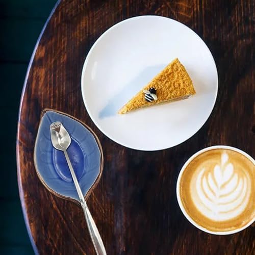 2 Pack Coffee Spoon and Leaf Rest Set, Ice Cracks Leaf Ladle Holder