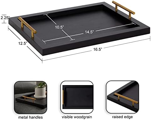 Kate and Laurel Halsey Rectangle Decorative Wooden Tray with Polished