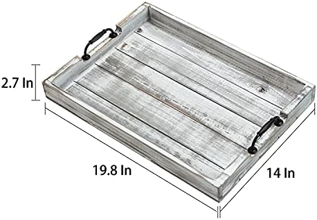 Rustic Vintage Big Wood Food Serving Trays with cutout Metal