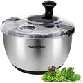 Stainless Steel Salad Spinner, 4.8 Qt Vegetable Washer, BPA-Free Lettuce Dryer with Crank Design, Easy Clean, Non-Slip Base - Transparent Lid