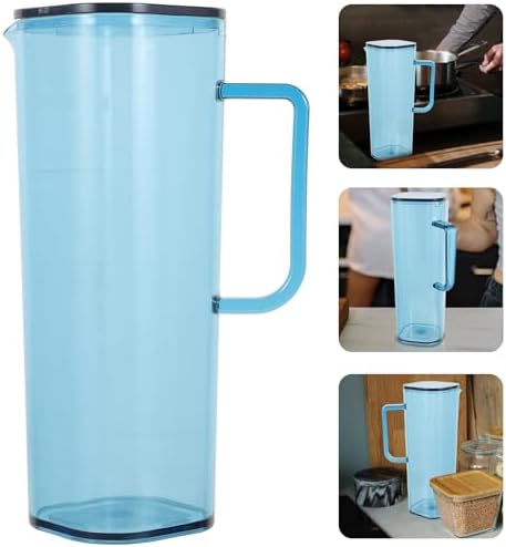 Acrylic Iced Tea Pitcher with Lid, 1200ml Water Jug for Bar Service