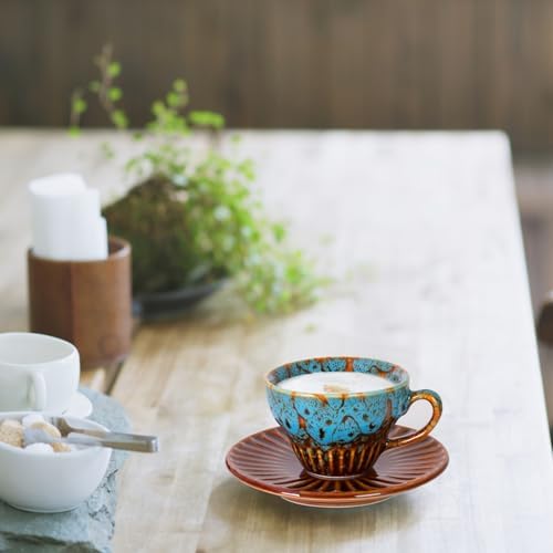 2 oz Espresso Cups and Saucers Set of 2, Ceramic Tea Cup for Latte