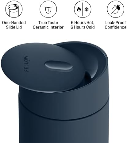 Fellow Carter Slide 16 oz Ceramic Lined Travel Coffee Mug, Stone Blue