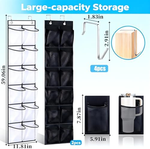 2-Pack Over The Door Water Bottle Organizer, 12 Pockets Each, Dual