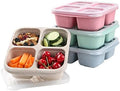 4 Pack Snack Containers, 4 Compartments Bento Snack Box, Reusable Meal