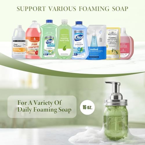Amolliar Plastic Mason Jar Foaming Soap Dispenser Pump Lid