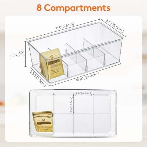 Lifewit 2 Pack 16 Compartment Tea Organizer, Stackable for Cabinet