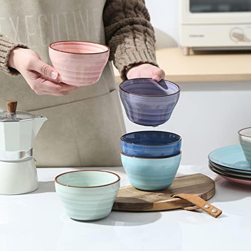 Selamica Ceramic 8oz Bouillon Cups 4 Inch Small Dessert Bowls for Soup