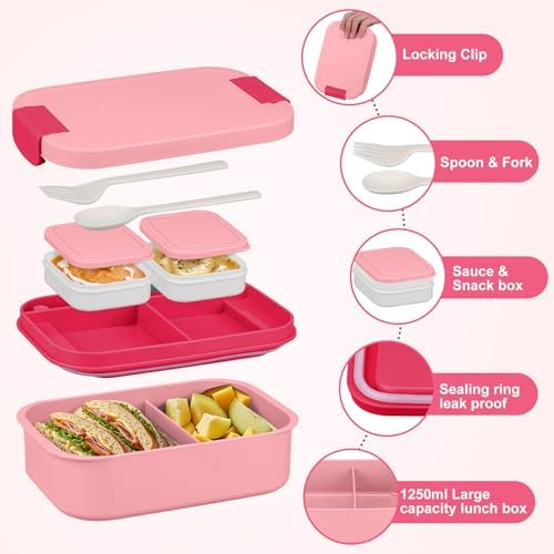 Large Bento Lunch Box Set for Adults Kids Women with 10.5oz Soup