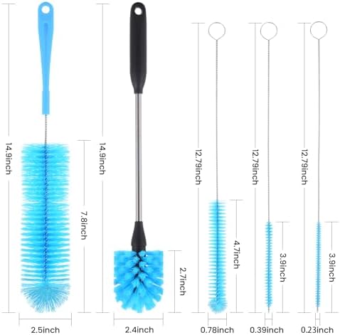 Bottle Brush, Straw Cleaner Brush & Water Bottle Brush,5 Pack Blue