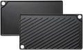 EWFEN Reversible Grill/Griddle, 16.7x9.5'' Pre-Seasoned Cast Iron Griddle Pan, Double Burner Cookware, Rectangular Stovetop Griddle with Handles, Flat Top Plate for Oven, Grill & Campfire