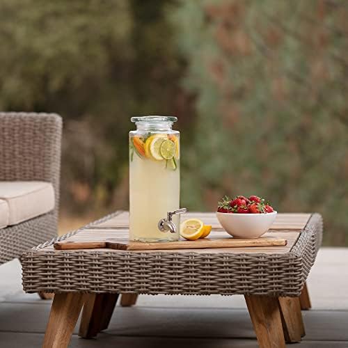 Square Glass Drink Dispenser for Parties - Stainless Steel Spigot +