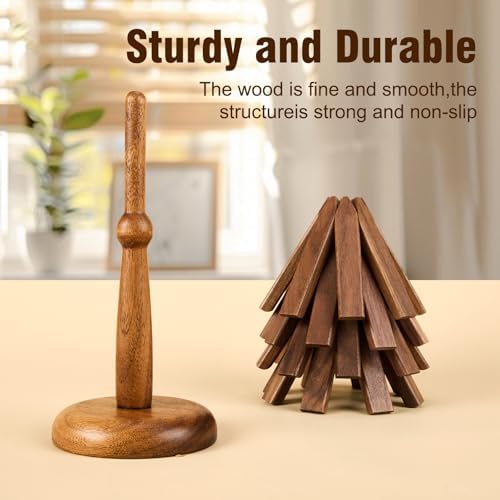 Wooden Trivets for Hot Dishes, Tree Shape Trivet Set, 4 Walnut Wood +