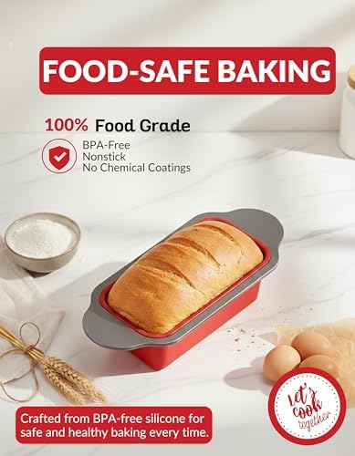 Boxiki Kitchen Premium Non-Stick Silicone Bread Loaf Pan, 9x5 Inches