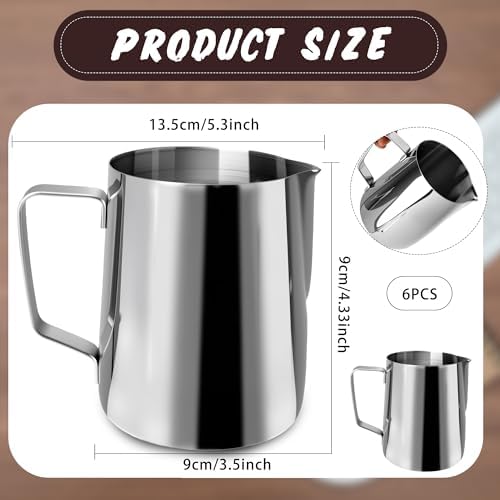 6 Pack Milk Frothing Pitcher Stainless Steel 20 oz Espresso Steaming