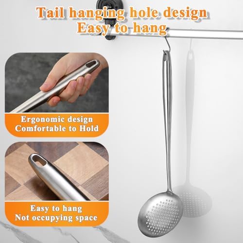 Kitchen Skimmer - Slotted Spoon for Straining, Stainless Steel Spider