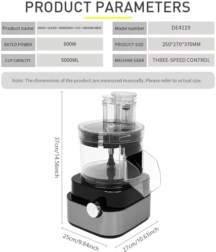 Mini Food Processor, 600W, 5000ml Capacity
