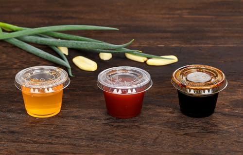 EDI [1 OZ, 100 Sets] Clear Disposable Plastic Portion Cups With