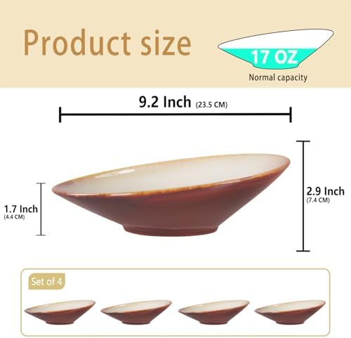 Ceramic Pasta Bowls 17 Oz, Salad plates, for Serving Soup Pasta Noodle