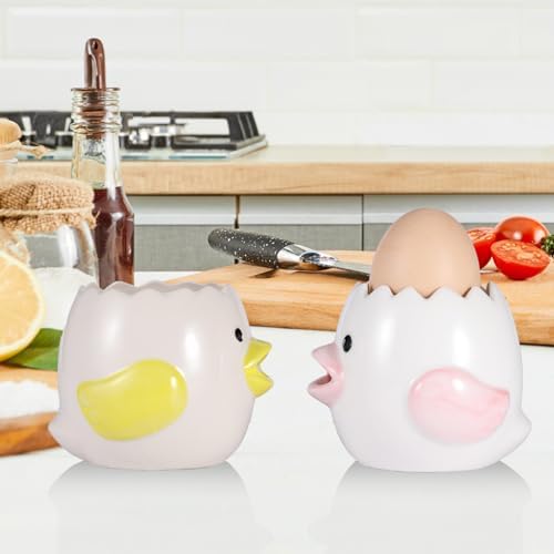 2 Pack Ceramic Egg Separators, Yellow & Pink