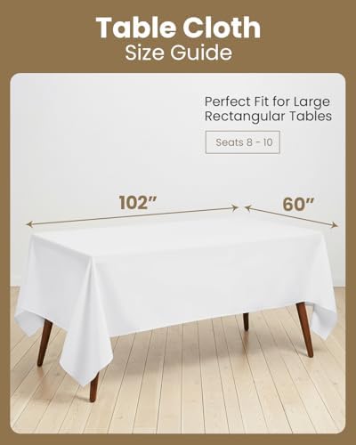 Utopia Kitchen Rectangle Table Cloth 2 Pack [60x102 Inches, White]