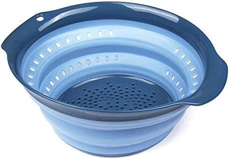 Collapsible Colander, Silicone Food Strainer with Plastic Handles