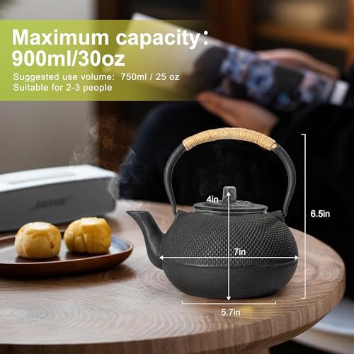 suyika Japanese Cast Iron Teapot, 30 oz