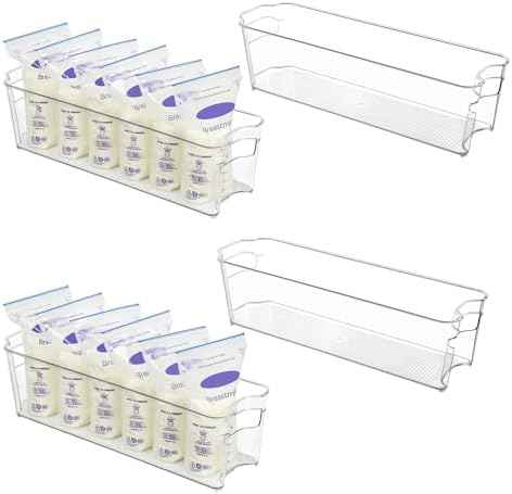 Vtopmart 4Pcs Clear Breastmilk Storage Bags Container in Freezer Fridge