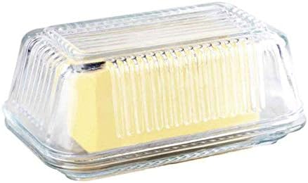 Tablecraft Ribbed Glass Butter Dish