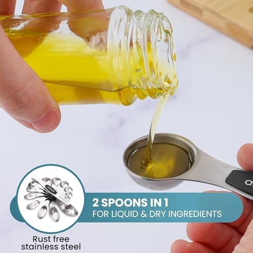 Zulay Stainless Steel Measuring Spoon Set - Stackable Magnetic Spoon