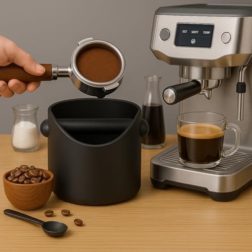 Coffee Knock Box, 4.6 in, Barista Style Espresso Grounds Knock Box