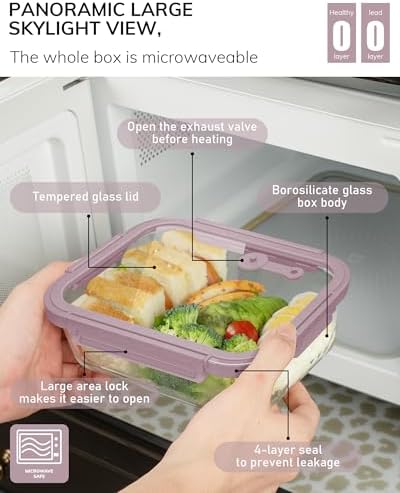 5-Pack 35.2 oz Borosilicate Glass Meal Prep Containers