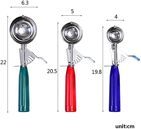 Cookie Scoop Set of 3 With Plastic Handle, Ice Cream Scoop with