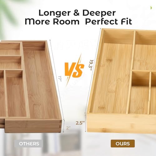 Fabsome Silverware Organizer for Kitchen Drawers, 2.5'' Deep 18.8''