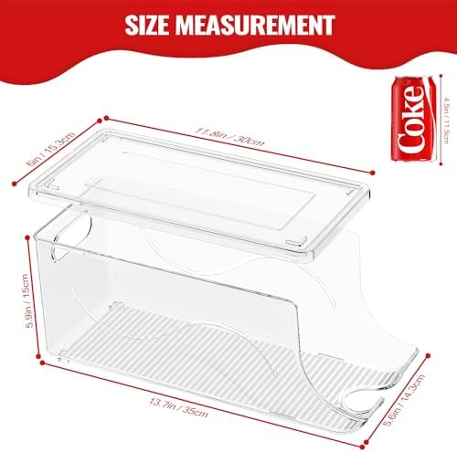 SCAVATA Stackable Refrigerator Can Organizer, Clear Plastic, 2 Pack