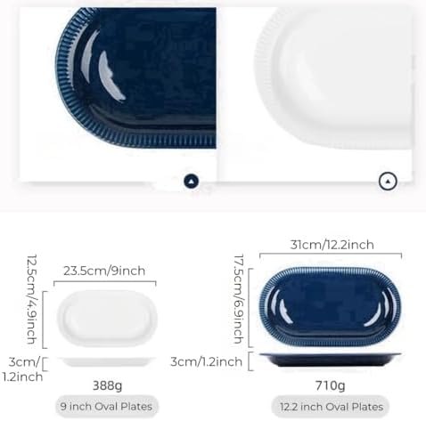 9" Oval Porcelain Serving Plates, Oven Safe Party Serving Trays and