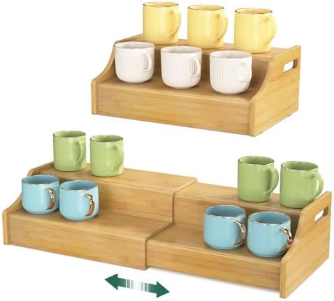 EsLuker.ly Coffee Mug Cup Holder Rack for Cabinets Countertop, Bamboo
