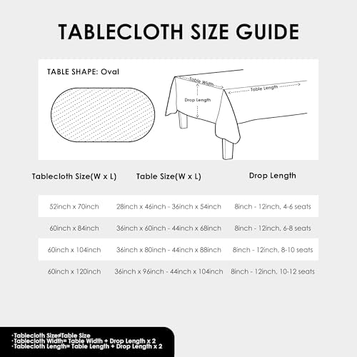 Oval White Tablecloth 60 x 84 Inch