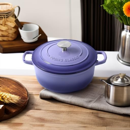 EDGING CASTING Enameled Cast Iron Duch Oven, 5.5 Quart Round Dutch Ovens Pot - Image 5