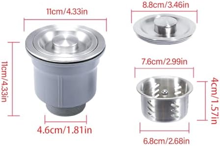 2PCS Multipurpose Kitchen Sink Strainer Set with Deepen Basket