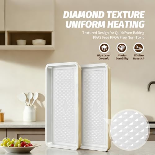 Nonstick Ceramic Baking Sheet With Rack, 2-Pack Half Sheet Pan
