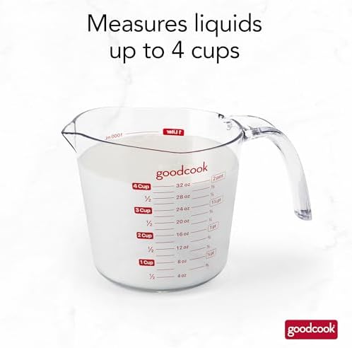 GoodCook Everyday 4-Cup Liquid Measuring Cup, Clear Plastic with