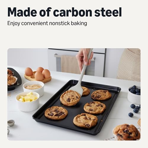 Amazon Basics Nonstick Bakeware 6-Piece Set, Stackable, Dishwasher and Oven-Safe, Baking Pan