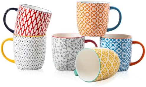 10 Oz Ceramic Coffee Mugs Set of 6