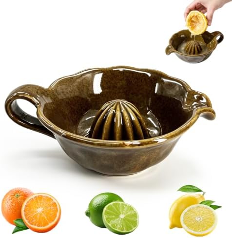 Ceramic Lemon Juicer, Manual Citrus Squeezer Bowl, Yellow