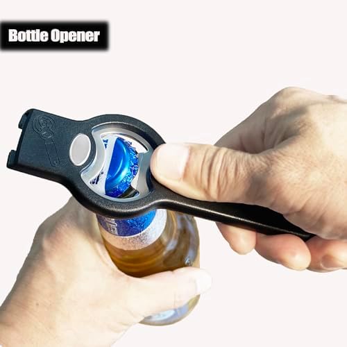 3-in-1 Magnetic Bottle & Can Opener, Manual Can Punch Opener, Black