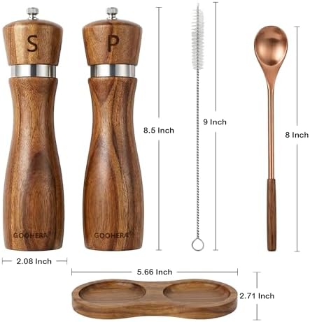 Salt and Pepper Grinder Set, 8", 2 Pack