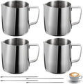 Homaisson 4 Pcs Milk Frothing Pitcher, 12 Oz Stainless Espresso
